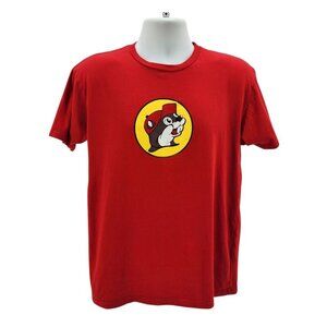 Bucees Mens Medium Shirt Beaver Logo Red Short Sleeve T-Shirt